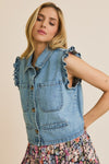Ruffle Denim Vest
