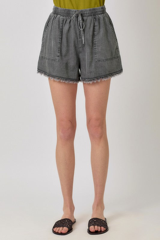 Frayed Drawstring Shorts