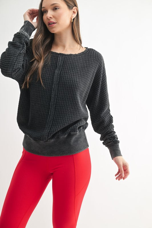 Waffle Boat Neck Sweater