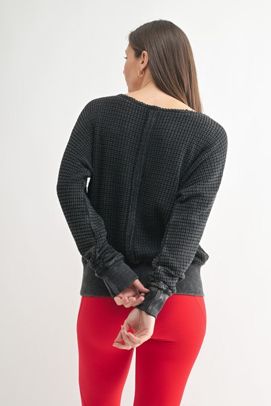 Waffle Boat Neck Sweater