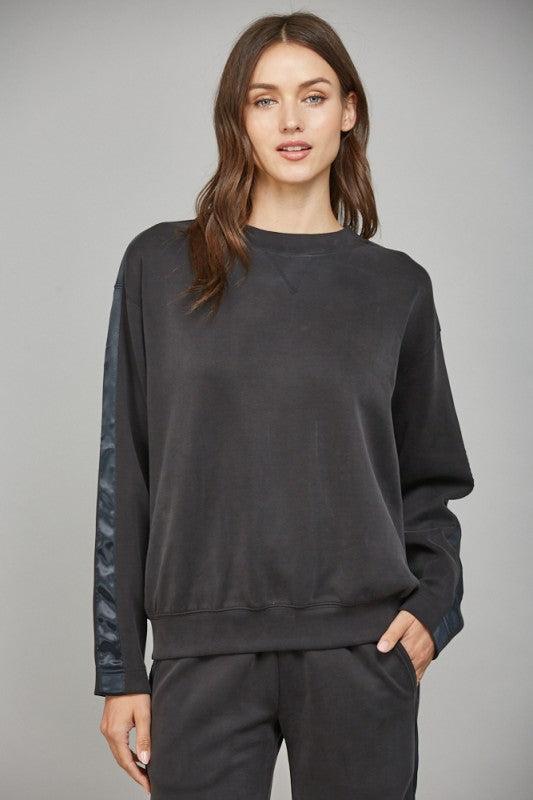 Satin Trim Sweatshirt