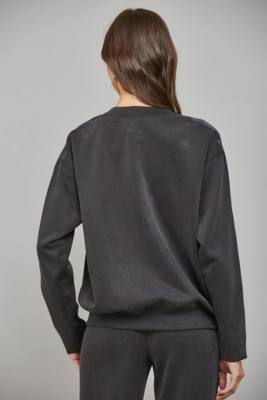 Satin Trim Sweatshirt