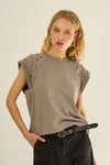 Studded Shoulder Top