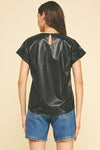 Faux Leather Cap Sleeve Toop