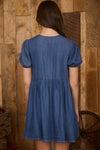 Chambray Puff Sleeve Dress
