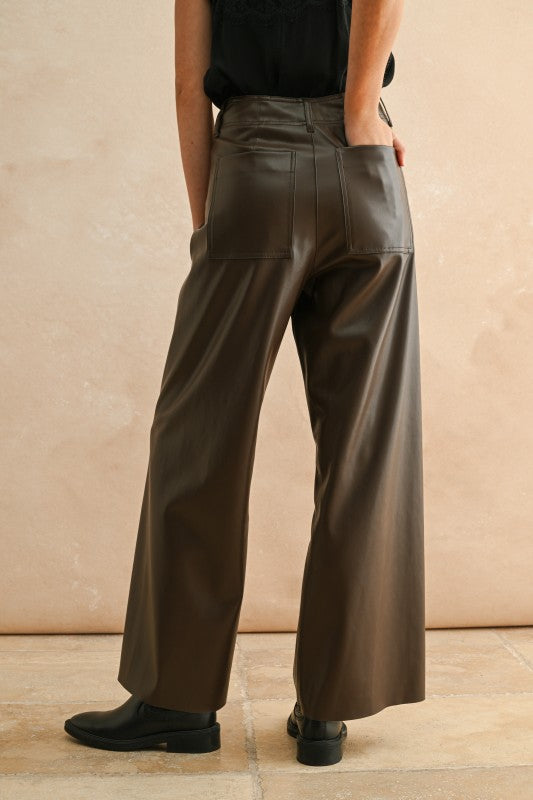 Pintuck Faux Leather Pants