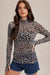 Animal Print Mesh Mock Neck