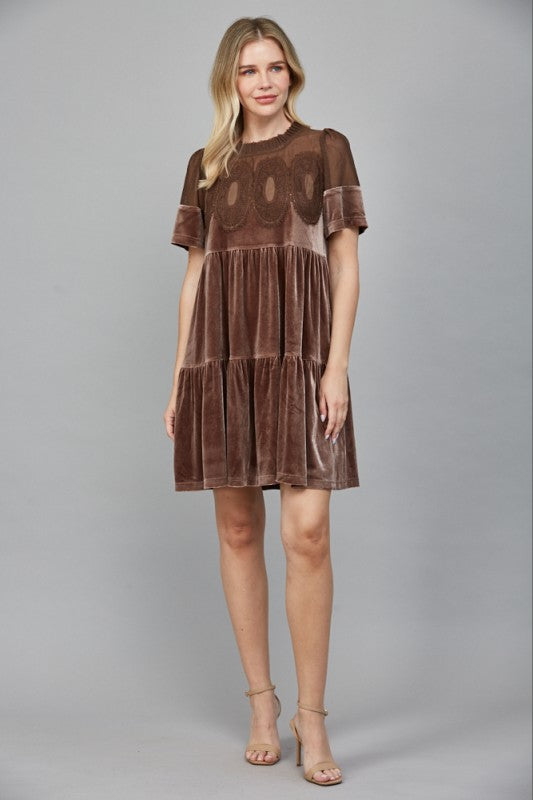 Mesh Lace Dress Small / Chocolate Mesh Lace Dress Small / Chocolate