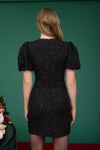 Jacquard Puff Sleeve Dress
