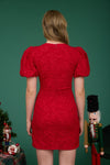 Jacquard Puff Sleeve Dress