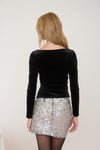Velvet Boat Neck Top