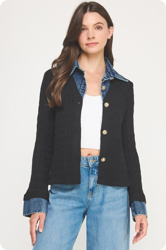 Denim Hybrid Cardi