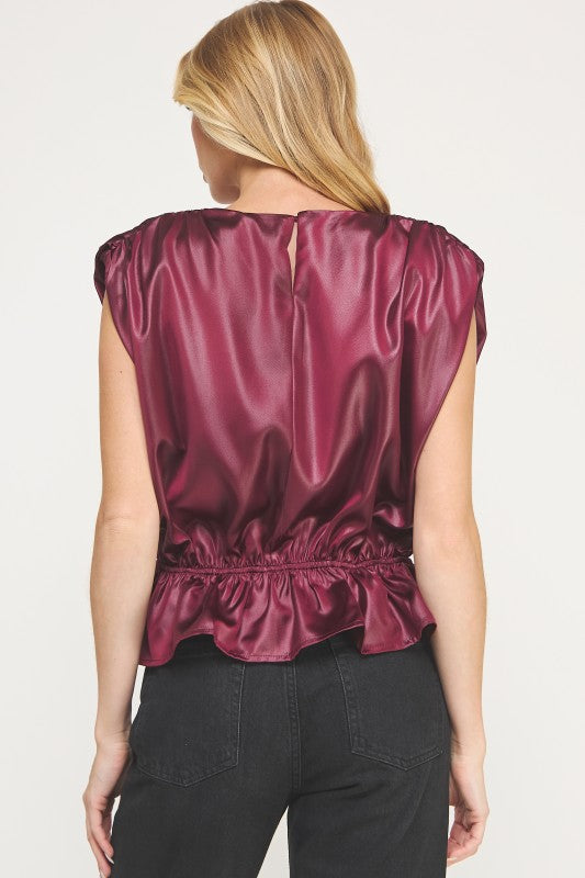 Satin Peplum Top