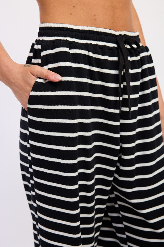 Striped Drawstring Bottom