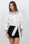Tie Accent Poplin Shirt