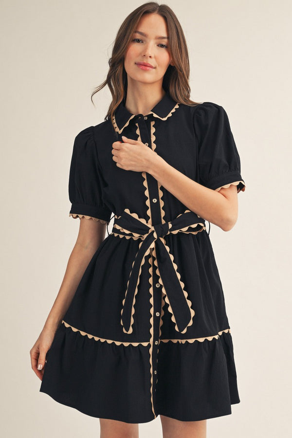 Scallop Trim Babydoll Dress