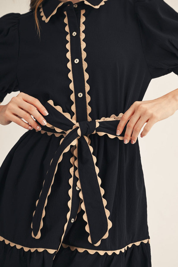 Scallop Trim Babydoll Dress