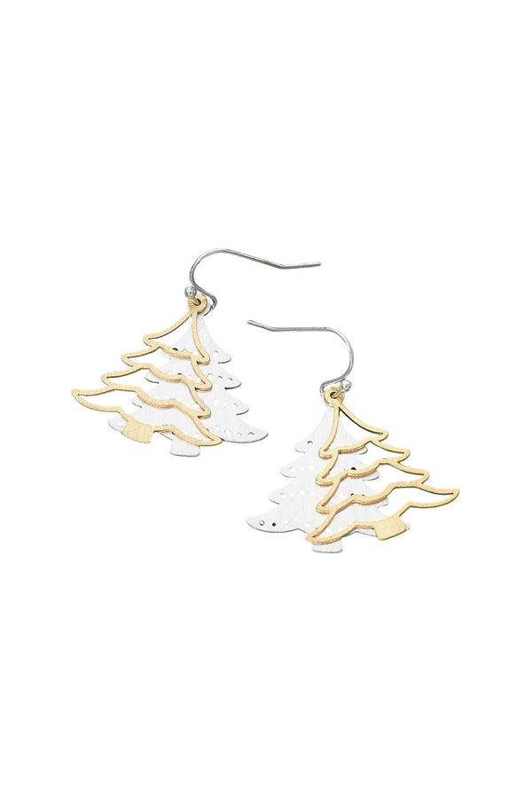 Two Tone Christmas Tree Earrings