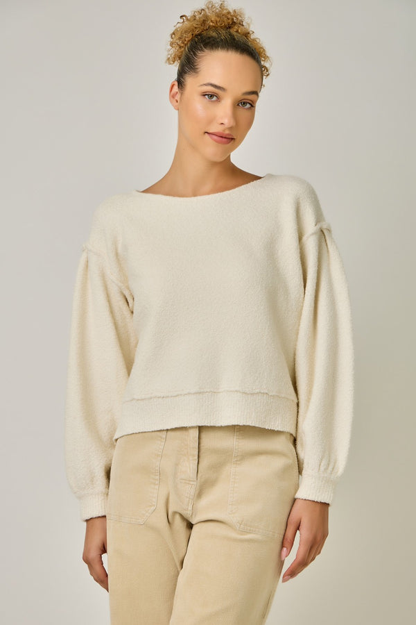 Balloon Sleeve Boucle Sweater