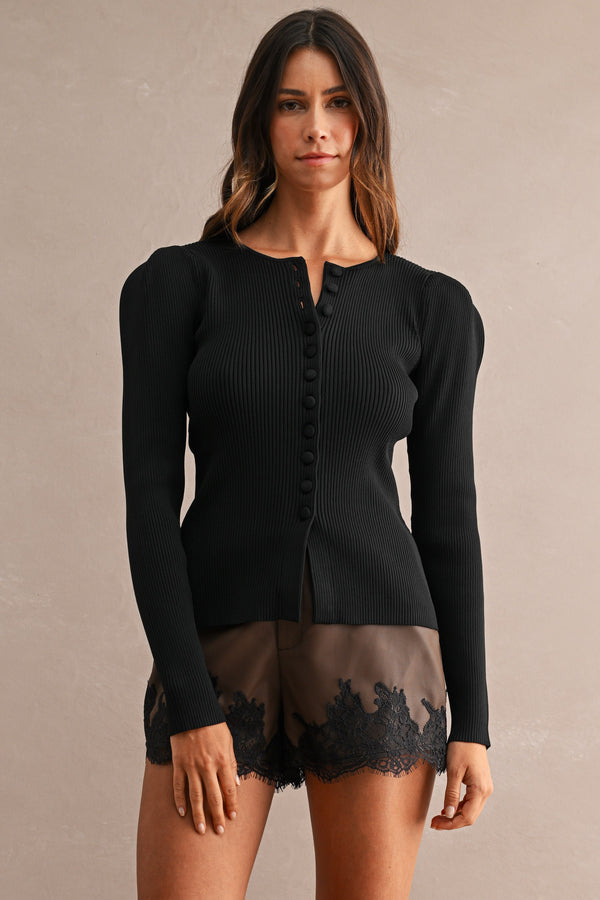 Puff Shoulder Cardigan
