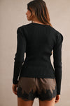 Puff Shoulder Cardigan