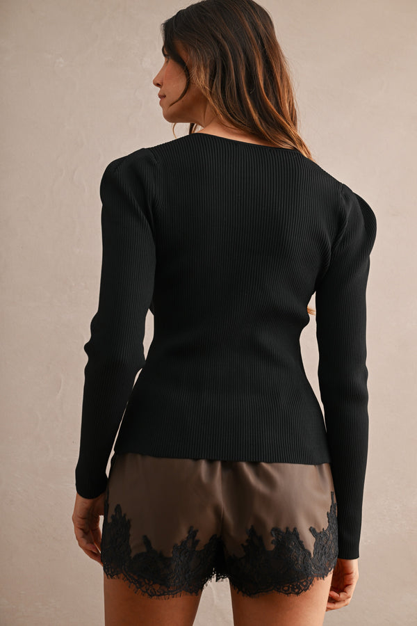Puff Shoulder Cardigan