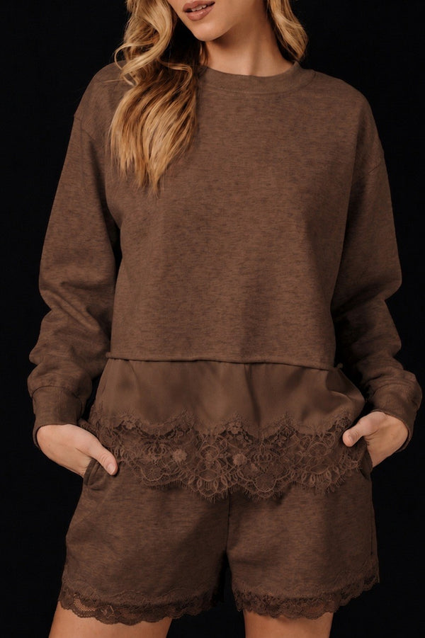 Lace Hem Sweatshirt