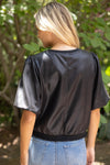 Faux Leather Puff Sleeve Top