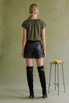 Suede Flutter Sleeve Blouse