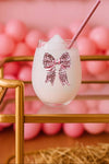 Pink Bow Stemless Wine Glass