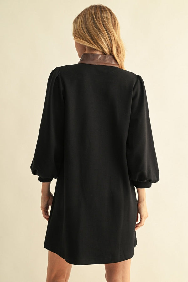 Faux Leather Accent Dress