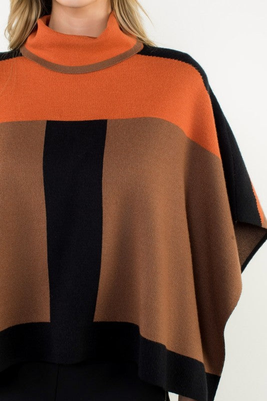 Colorblock Poncho