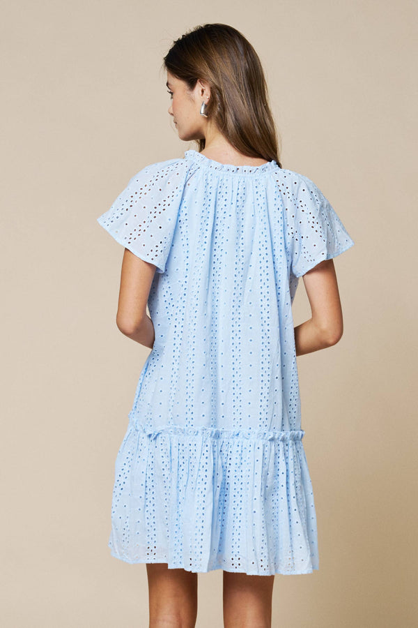 Eyelet Ruffled Shift Dress