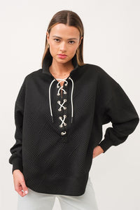 Front Lace Up Pullover