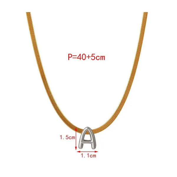 Initial Necklace Snake Chain