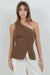 One Shoulder Button Accent Top
