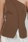 One Shoulder Button Accent Top