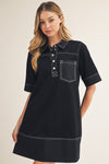 Stitch Accent Shirt Dress