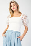 Mesh Puff Sleeve Top