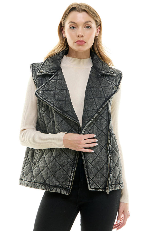 Quilted Denim Vest