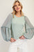 Sheer Bubble Sleeve Blouse