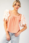 Square Neck Ruffle Sleeve Top
