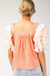 Square Neck Ruffle Sleeve Top