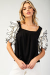 Square Neck Ruffle Sleeve Top