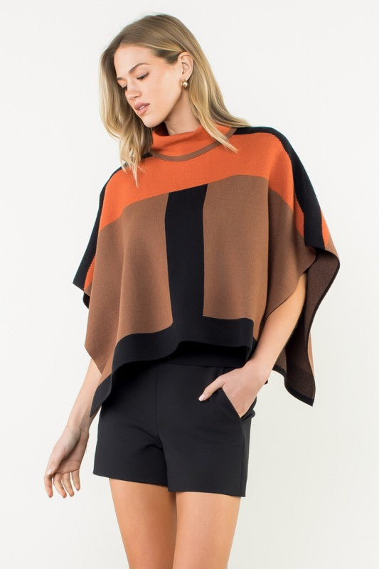 Colorblock Poncho