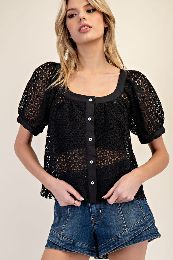 Floral Lace Button Down