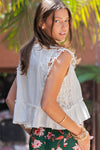 Lace Trim Ruffle Hem Top