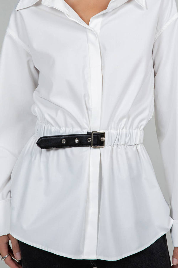 Poplin Belted Button Down