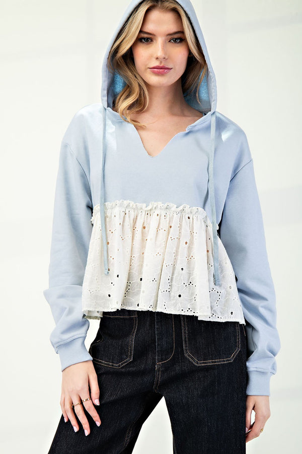 Lace Hem Hoodie