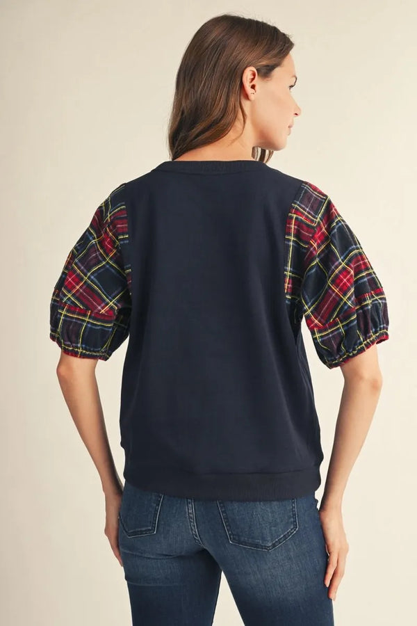 Plaid Sleeve Top